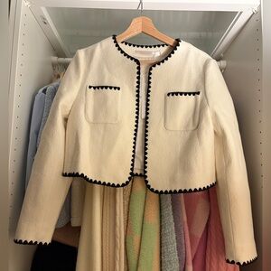 Elegant Cream Jacket with Black Trim
